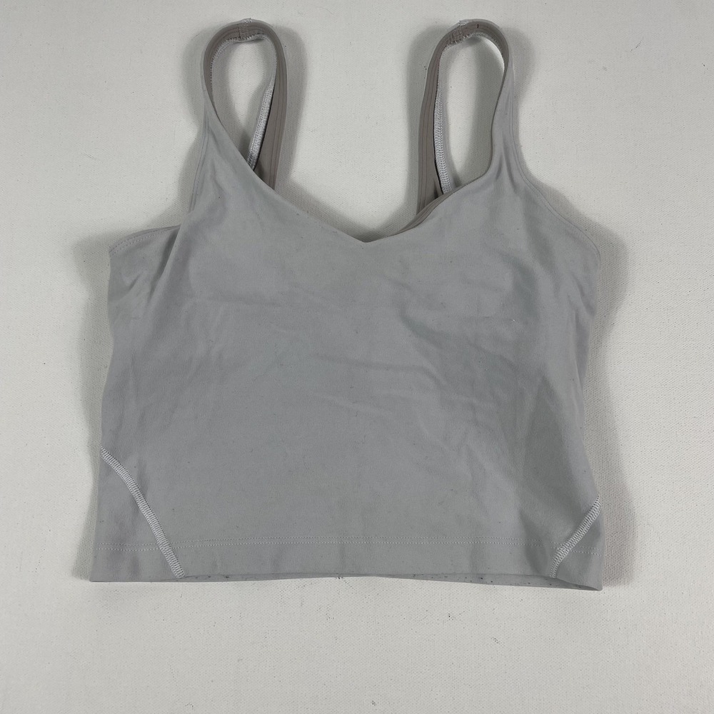 Lululemon Sports Bra Womens 2 Gray Longline Align Tank Top Shelf Lined LW1CW8S